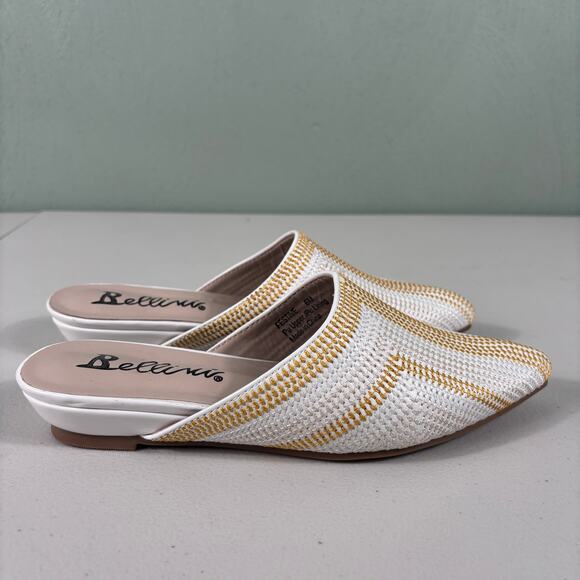 Bellini Festive Women Size 6M White Pointed Toe Woven Casual Slide Mule Sandals - Picture 8 of 10